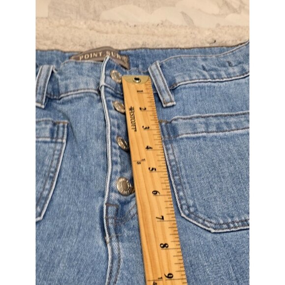 Point Sur Denim Womens Blue Wide Leg Cropped Jeans Pockets Button‎ Fly Size 28 - Picture 9 of 12